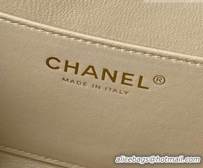Famous Brand Chanel Lambskin Leather & Pearls Clutch with Chain AS5912 Light Beige 2026