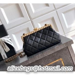 Grade Design Chanel Lambskin Leather & Pearls Clutch with Chain AS5912 Black 2026