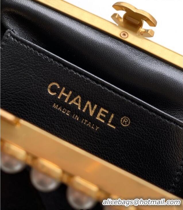 Grade Design Chanel Lambskin Leather & Pearls Clutch with Chain AS5912 Black 2026