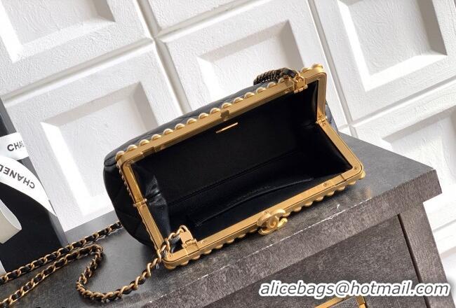 Grade Design Chanel Lambskin Leather & Pearls Clutch with Chain AS5912 Black 2026
