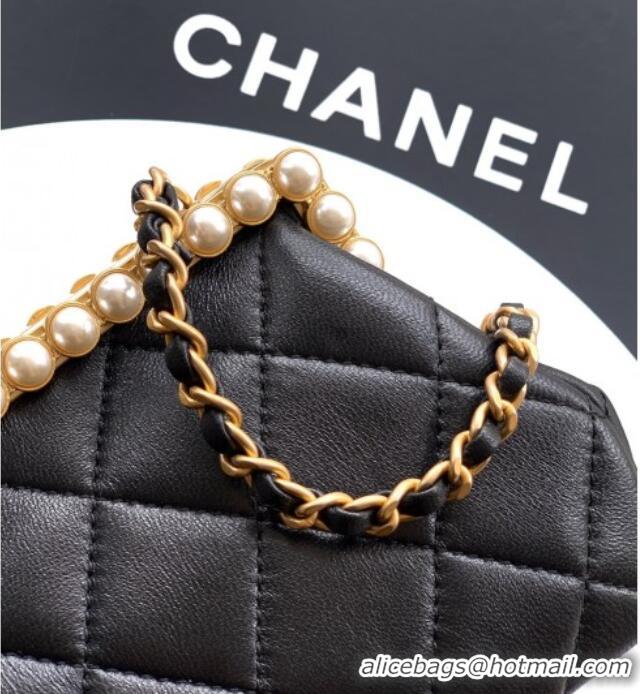 Grade Design Chanel Lambskin Leather & Pearls Clutch with Chain AS5912 Black 2026