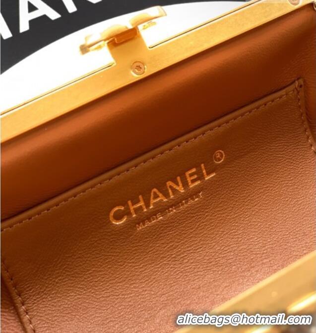 New Design Chanel Lambskin Leather & Pearls Clutch with Chain AS5912 Caramel Brown 2026