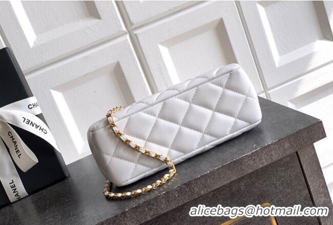 Buy Discount Chanel Lambskin Leather & Pearls Clutch with Chain AS5912 White 2026