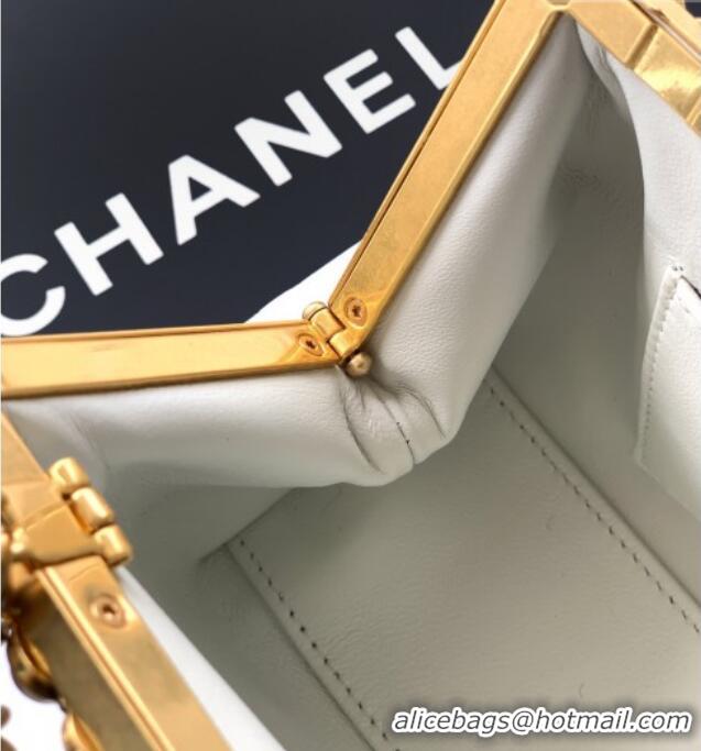 Buy Discount Chanel Lambskin Leather & Pearls Clutch with Chain AS5912 White 2026