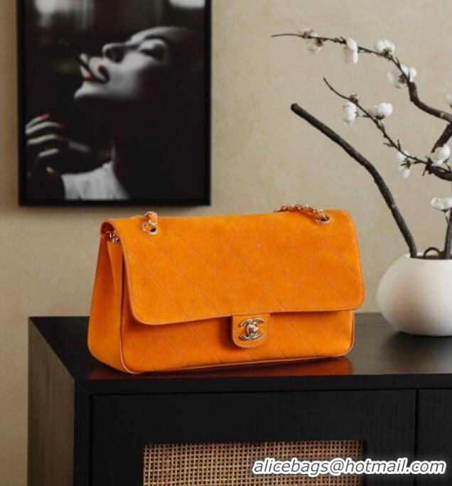 Cheap Design Chanel Matthieu Blazy Flap Bag in Quilted Suede CH020301 Orange 2026