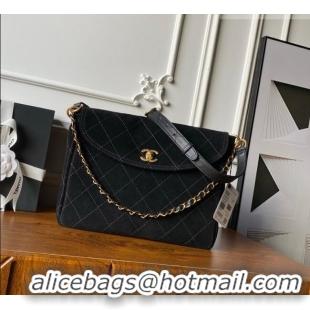 Best Price Chanel Suede Large Flap Messenger Bag AS5883 Black 2026