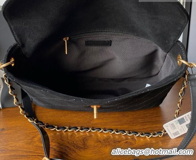 Best Price Chanel Suede Large Flap Messenger Bag AS5883 Black 2026