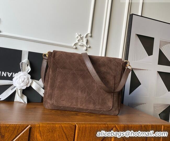 Grade Design Chanel Suede Large Flap Large Messenger Bag AS5883 Chocolate 2026
