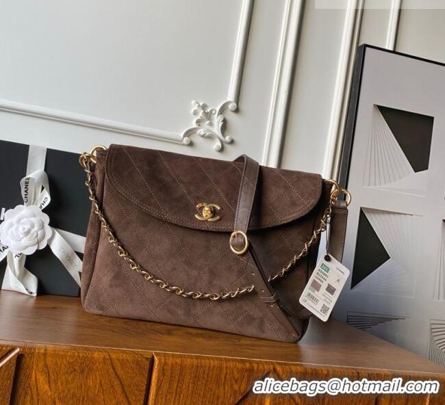 Grade Design Chanel Suede Large Flap Large Messenger Bag AS5883 Chocolate 2026