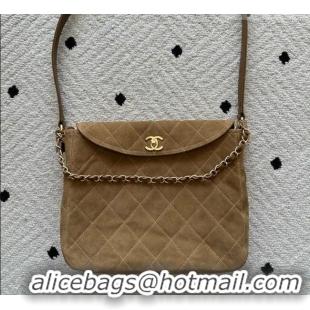 Big Discount Chanel Suede Large Flap Messenger Bag AS5883 Light Brown 2026