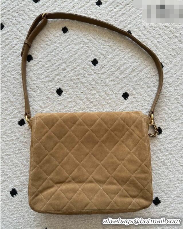 Big Discount Chanel Suede Large Flap Messenger Bag AS5883 Light Brown 2026