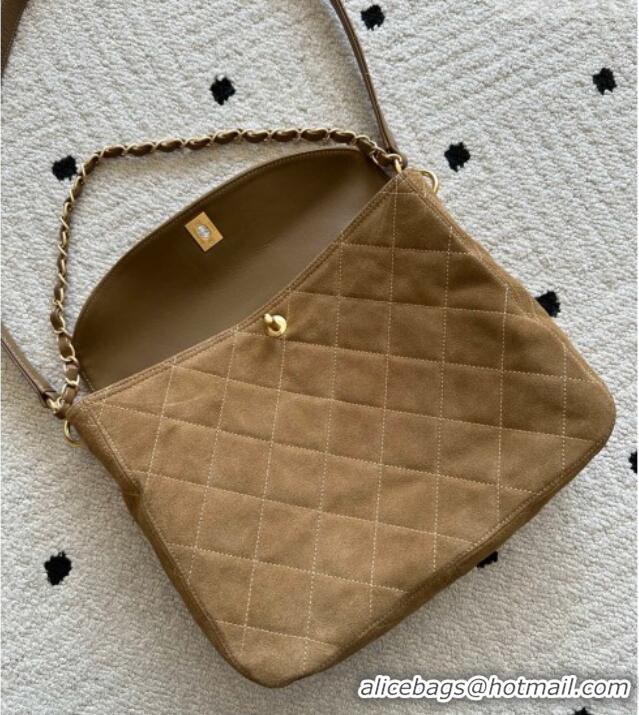 Big Discount Chanel Suede Large Flap Messenger Bag AS5883 Light Brown 2026
