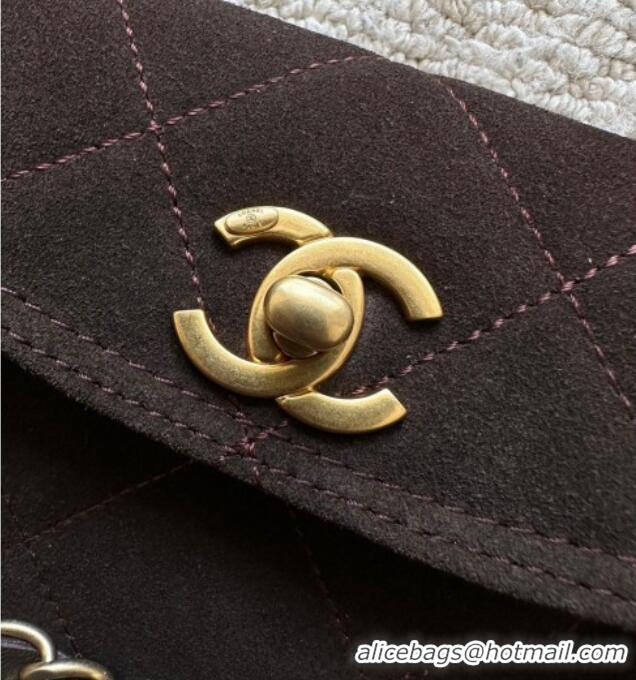Good Product Chanel Suede Medium Flap Messenger Bag AS5885 Chocolate 2026