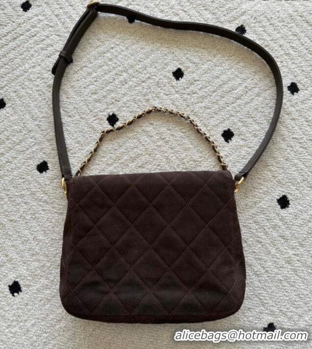 Good Product Chanel Suede Medium Flap Messenger Bag AS5885 Chocolate 2026