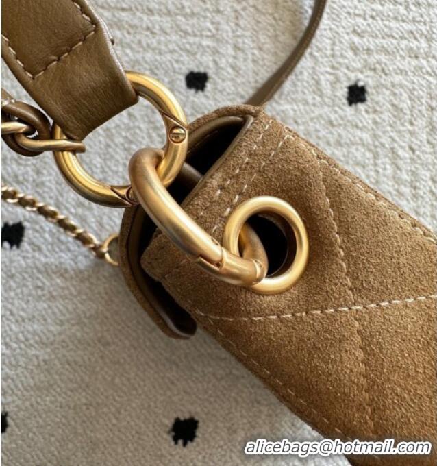 Unique Grade Chanel Suede Medium Flap Messenger Bag AS5885 Light Brown 2026
