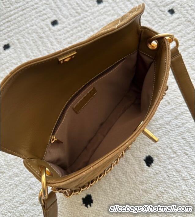 Unique Grade Chanel Suede Medium Flap Messenger Bag AS5885 Light Brown 2026