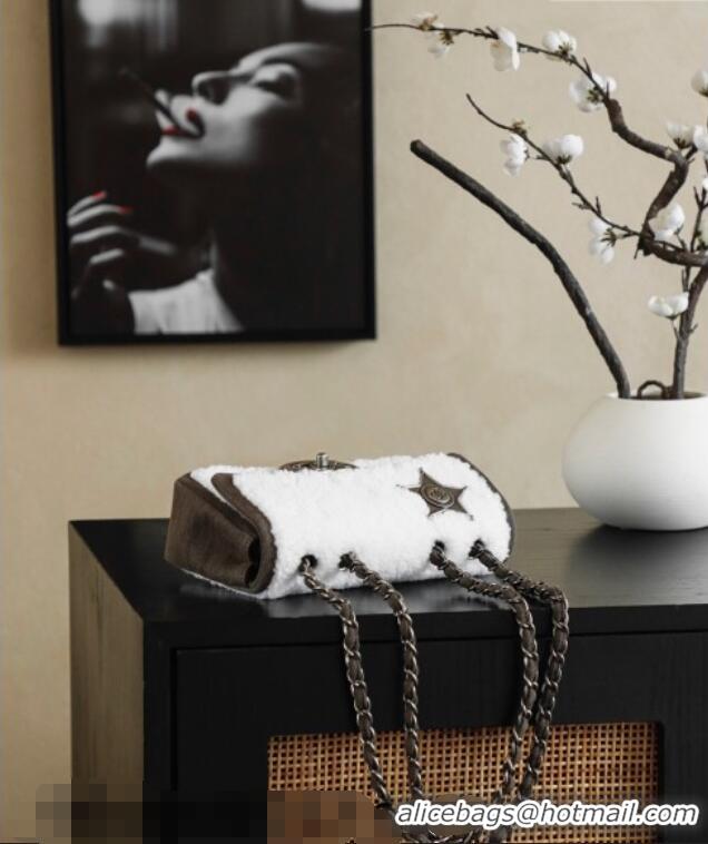 Promotional Chanel Shearling Classic Small Flap Bag with Star Charm A01113 White 2026