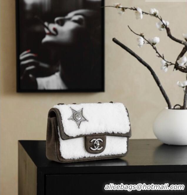 Promotional Chanel Shearling Classic Small Flap Bag with Star Charm A01113 White 2026