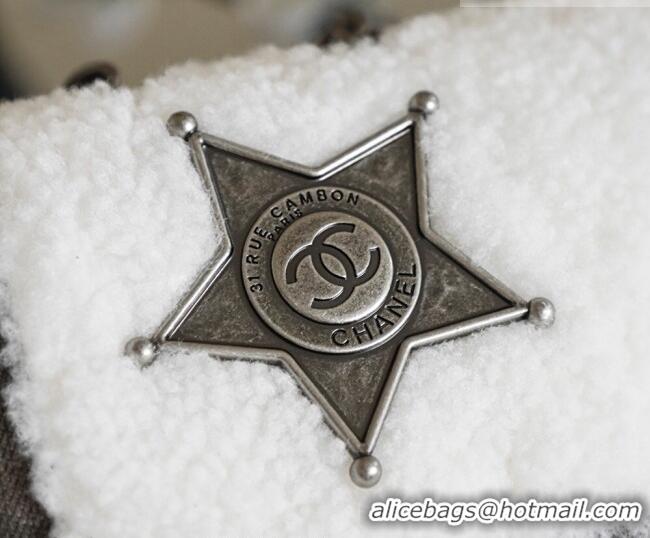 Promotional Chanel Shearling Classic Small Flap Bag with Star Charm A01113 White 2026