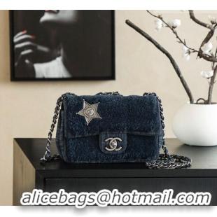 Unique Grade Chanel Shearling Classic Small Flap Bag with Star Charm A01113 Blue 2026