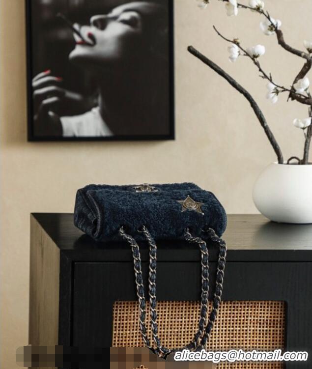 Unique Grade Chanel Shearling Classic Small Flap Bag with Star Charm A01113 Blue 2026