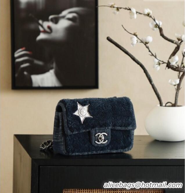 Unique Grade Chanel Shearling Classic Small Flap Bag with Star Charm A01113 Blue 2026