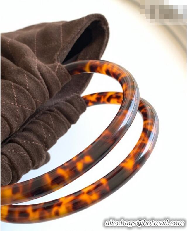 Big Discount Chanel Suede & Turtoise-Shell Effect Top Handle Hobo Bag AS6010 Chocolate 2026