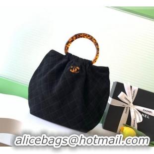 Unique Grade Chanel Suede & Turtoise-Shell Effect Top Handle Hobo Bag AS6010 Black 2026
