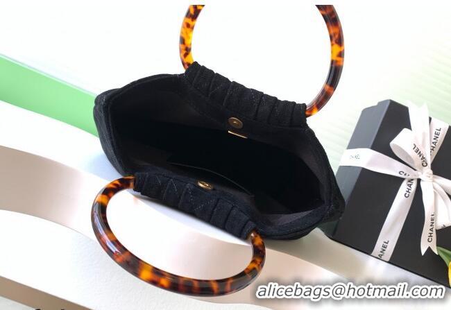 Unique Grade Chanel Suede & Turtoise-Shell Effect Top Handle Hobo Bag AS6010 Black 2026