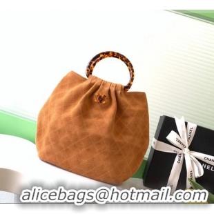 Promotional Chanel Suede & Turtoise-Shell Effect Top Handle Hobo Bag AS6010 Brown 2026