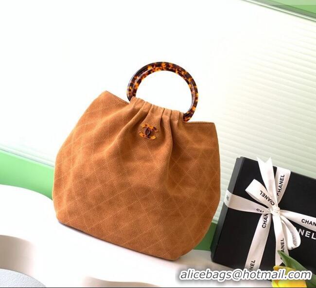 Promotional Chanel Suede & Turtoise-Shell Effect Top Handle Hobo Bag AS6010 Brown 2026