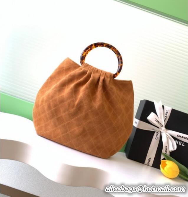 Promotional Chanel Suede & Turtoise-Shell Effect Top Handle Hobo Bag AS6010 Brown 2026