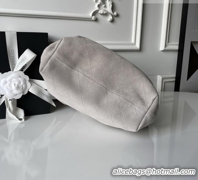 Famous Brand Chanel Suede & Turtoise-Shell Effect Top Handle Hobo Bag AS6010 Grey 2026