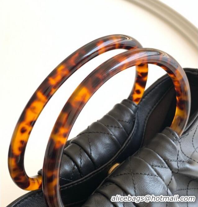 Best Price Chanel Calfskin Leather & Turtoise-Shell Effect Top Handle Hobo Bag AS6010 Black 2026