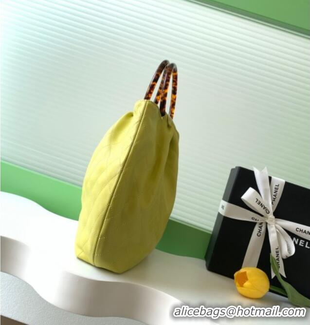Buy Discount Chanel Calfskin Leather & Turtoise-Shell Effect Top Handle Hobo Bag AS6010 Yellow 2026