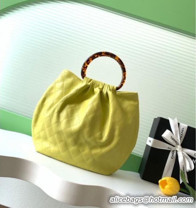 Buy Discount Chanel Calfskin Leather & Turtoise-Shell Effect Top Handle Hobo Bag AS6010 Yellow 2026