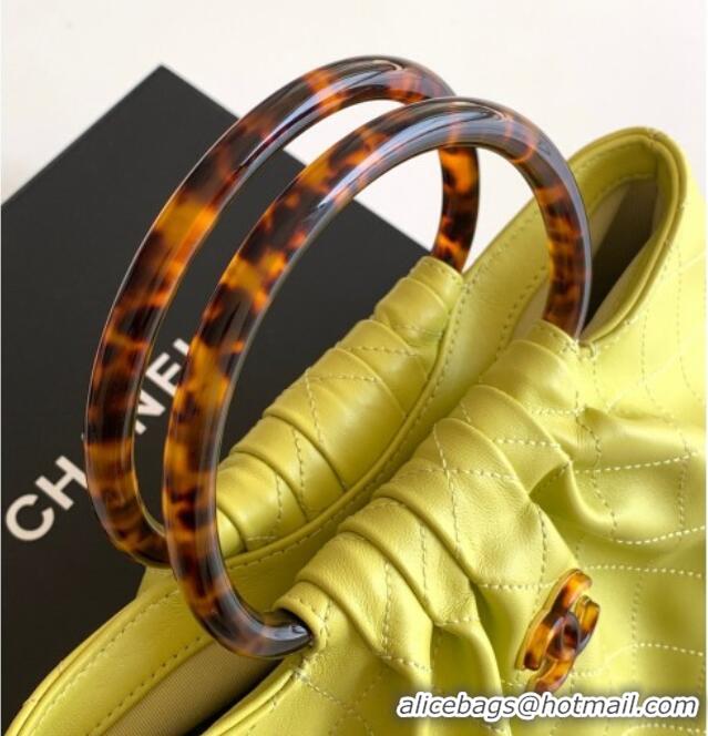 Buy Discount Chanel Calfskin Leather & Turtoise-Shell Effect Top Handle Hobo Bag AS6010 Yellow 2026