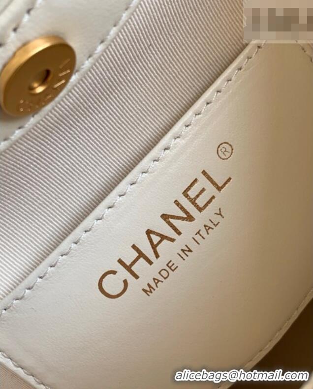 Famous Brand Chanel Calfskin Leather & Turtoise-Shell Effect Top Handle Hobo Bag AS6010 White 2026