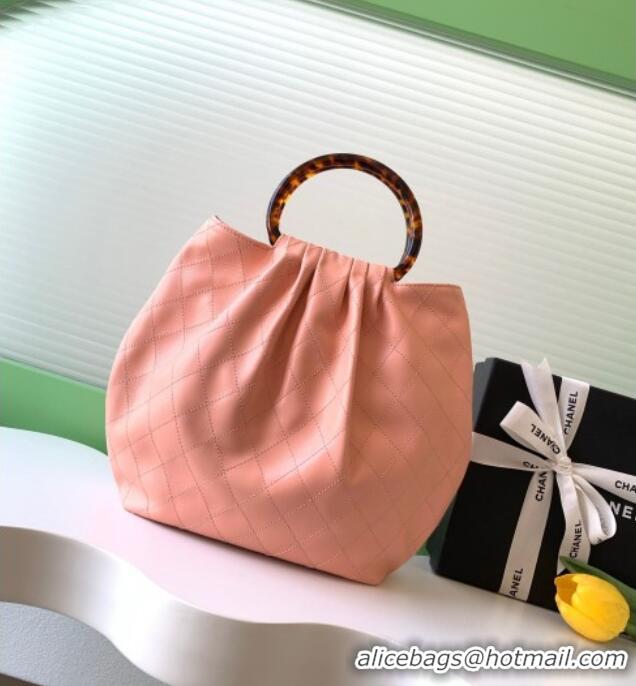 Good Quality Chanel Calfskin Leather & Turtoise-Shell Effect Top Handle Hobo Bag AS6010 Pink 2026