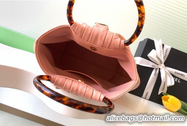 Good Quality Chanel Calfskin Leather & Turtoise-Shell Effect Top Handle Hobo Bag AS6010 Pink 2026