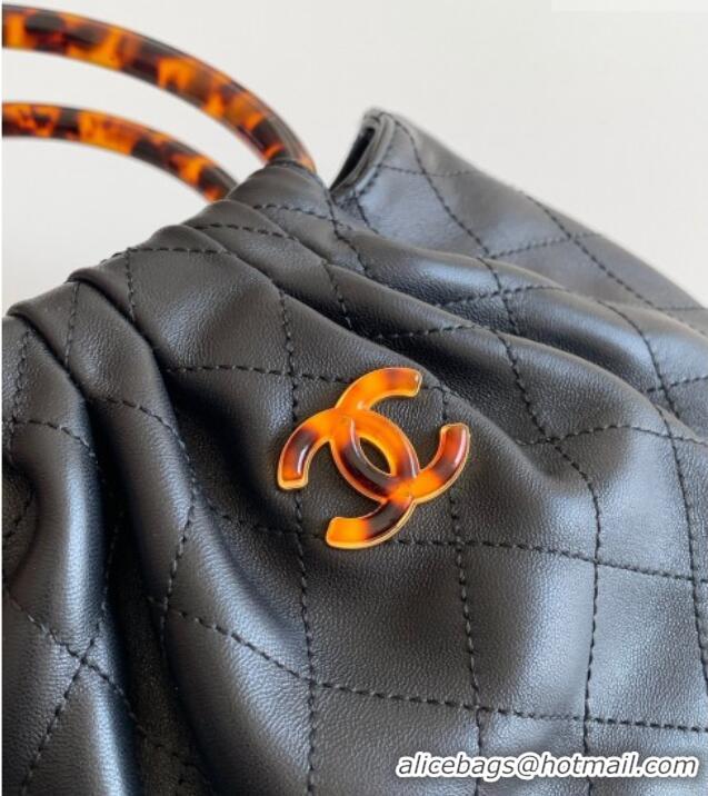Super Quality Chanel Calfskin Leather & Turtoise-Shell Effect Top Handle Small Hobo Bag AS6022 Black 2026