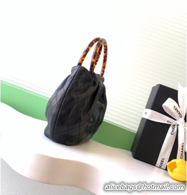 Super Quality Chanel Calfskin Leather & Turtoise-Shell Effect Top Handle Small Hobo Bag AS6022 Black 2026