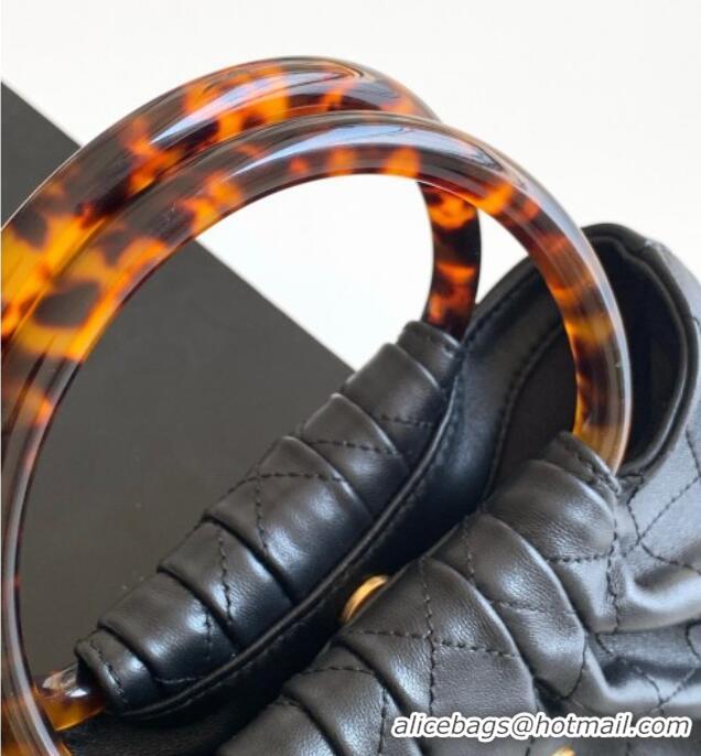 Super Quality Chanel Calfskin Leather & Turtoise-Shell Effect Top Handle Small Hobo Bag AS6022 Black 2026