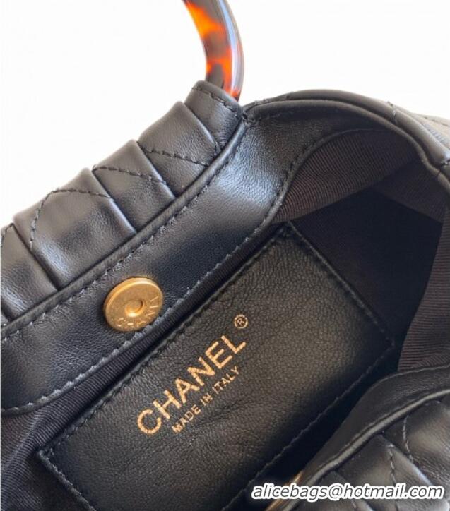 Super Quality Chanel Calfskin Leather & Turtoise-Shell Effect Top Handle Small Hobo Bag AS6022 Black 2026