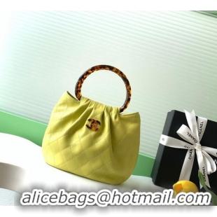 Promotional Chanel Calfskin Leather & Turtoise-Shell Effect Top Handle Small Hobo Bag AS6022 Yellow 2026