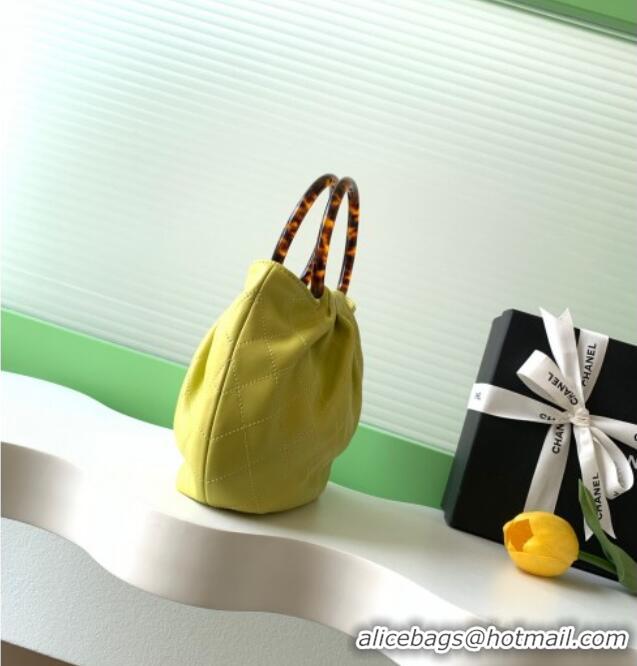 Promotional Chanel Calfskin Leather & Turtoise-Shell Effect Top Handle Small Hobo Bag AS6022 Yellow 2026