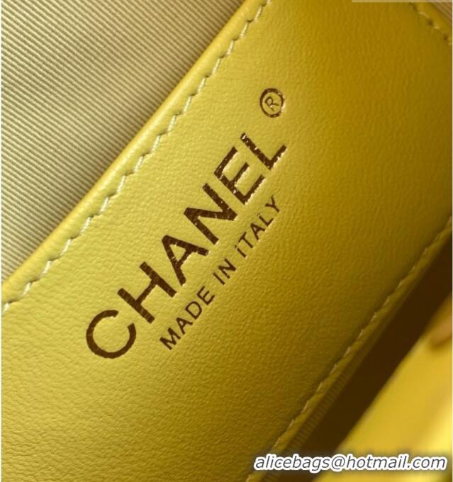 Promotional Chanel Calfskin Leather & Turtoise-Shell Effect Top Handle Small Hobo Bag AS6022 Yellow 2026