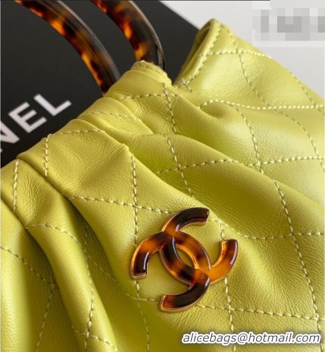Promotional Chanel Calfskin Leather & Turtoise-Shell Effect Top Handle Small Hobo Bag AS6022 Yellow 2026