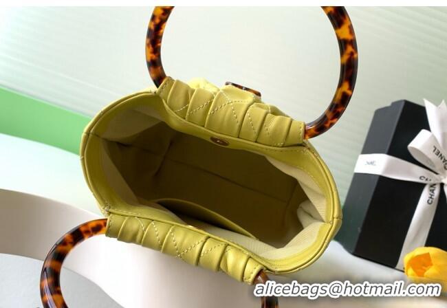 Promotional Chanel Calfskin Leather & Turtoise-Shell Effect Top Handle Small Hobo Bag AS6022 Yellow 2026
