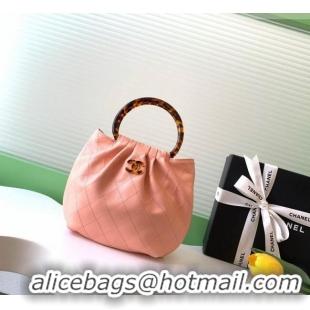 Trendy Design Chanel Calfskin Leather & Turtoise-Shell Effect Top Handle Small Hobo Bag AS6022 Pink 2026